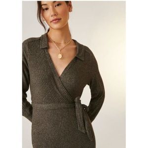 Anthropologie Daily Practice by Anthropologie Belted Knit Maxi Dress Black Size